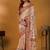Cream ethnic motifs printed banarasi saree with unstitched blouse piece