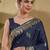 Blue woven design art silk banarasi sarees with unstitched blouse piece