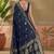 Blue woven design art silk banarasi sarees with unstitched blouse piece