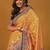 Yellow floral printed banarasi saree with matching blouse