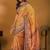 Yellow floral printed banarasi saree with matching blouse