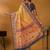 Yellow floral printed banarasi saree with matching blouse