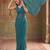 Teal striped sequinned poly georgette designer saree