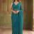 Teal striped sequinned poly georgette designer saree