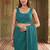Teal striped sequinned poly georgette designer saree