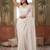 Off white embellished sequinned poly georgette saree