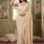 Cream striped sequinned poly georgette designer saree