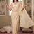 Cream striped sequinned poly georgette designer saree