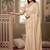 Cream striped sequinned poly georgette designer saree