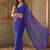 Blue striped sequinned poly georgette designer saree