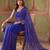 Blue striped sequinned poly georgette designer saree