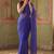 Blue striped sequinned poly georgette designer saree