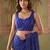 Blue striped sequinned poly georgette designer saree