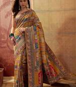 Mustard printed sarees blouse piece