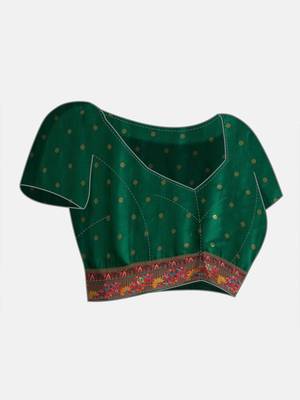 Mustard printed sarees blouse piece 4