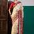 Cream ethnic digital printed festive wear printing saree with matching blouse