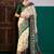 Cream ethnic digital printed festive wear printing saree with matching blouse