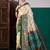Cream ethnic digital printed festive wear printing saree with matching blouse