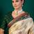 Cream ethnic digital printed festive wear printing saree with matching blouse