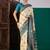 Cream ethnic digital printed festive wear saree with unstitched blouse piece
