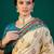 Cream ethnic digital printed festive wear saree with unstitched blouse piece