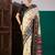 Black ethnic digital printed festive wear printing saree with matching blouse