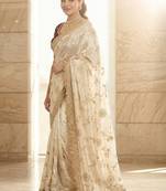 White embroidered sarees with blouse piece