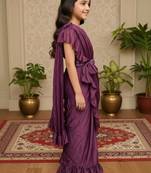 Purple girls ready to wear sarees