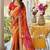 Red printed lace border bandhani sarees with contrast blouse piece
