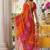 Red printed lace border bandhani sarees with contrast blouse piece