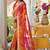 Red printed lace border bandhani sarees with contrast blouse piece