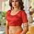 Red printed lace border bandhani sarees with contrast blouse piece