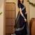 Navy blue embellished embroidered border sequinned saree with unstitched blouse