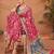 Pink ethnic motifs printed festive wear saree with matching unstitched blouse