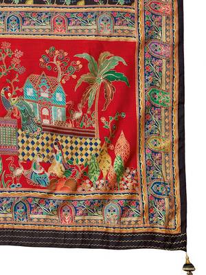 Black ethnic motifs printed saree 5