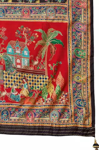 Black ethnic motifs printed saree