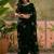 Black floral embroidered saree with unstitched blouse