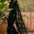 Black floral embroidered saree with unstitched blouse