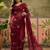 Maroon embroidered saree with unstitched blouse