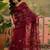 Maroon embroidered saree with unstitched blouse