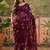 Purple embroidered saree with unstitched blouse