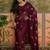 Purple embroidered saree with unstitched blouse