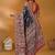 Navy blue ethnic motifs printed banarasi saree with unstitched blouse