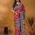 Pink floral printed banarasi saree with matching blouse