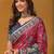Pink floral printed banarasi saree with matching blouse