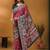 Pink floral printed banarasi saree with matching blouse