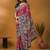 Pink floral printed banarasi saree with matching blouse