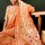 Orange woven design banarasi saree with blouse piece