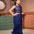 Navy blue saree girl's ruffle saree with embroidered blouse