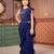 Navy blue saree girl's ruffle saree with embroidered blouse